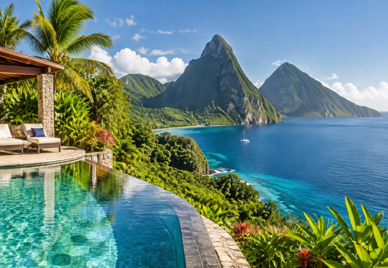 St. Lucia coast and the Pitons